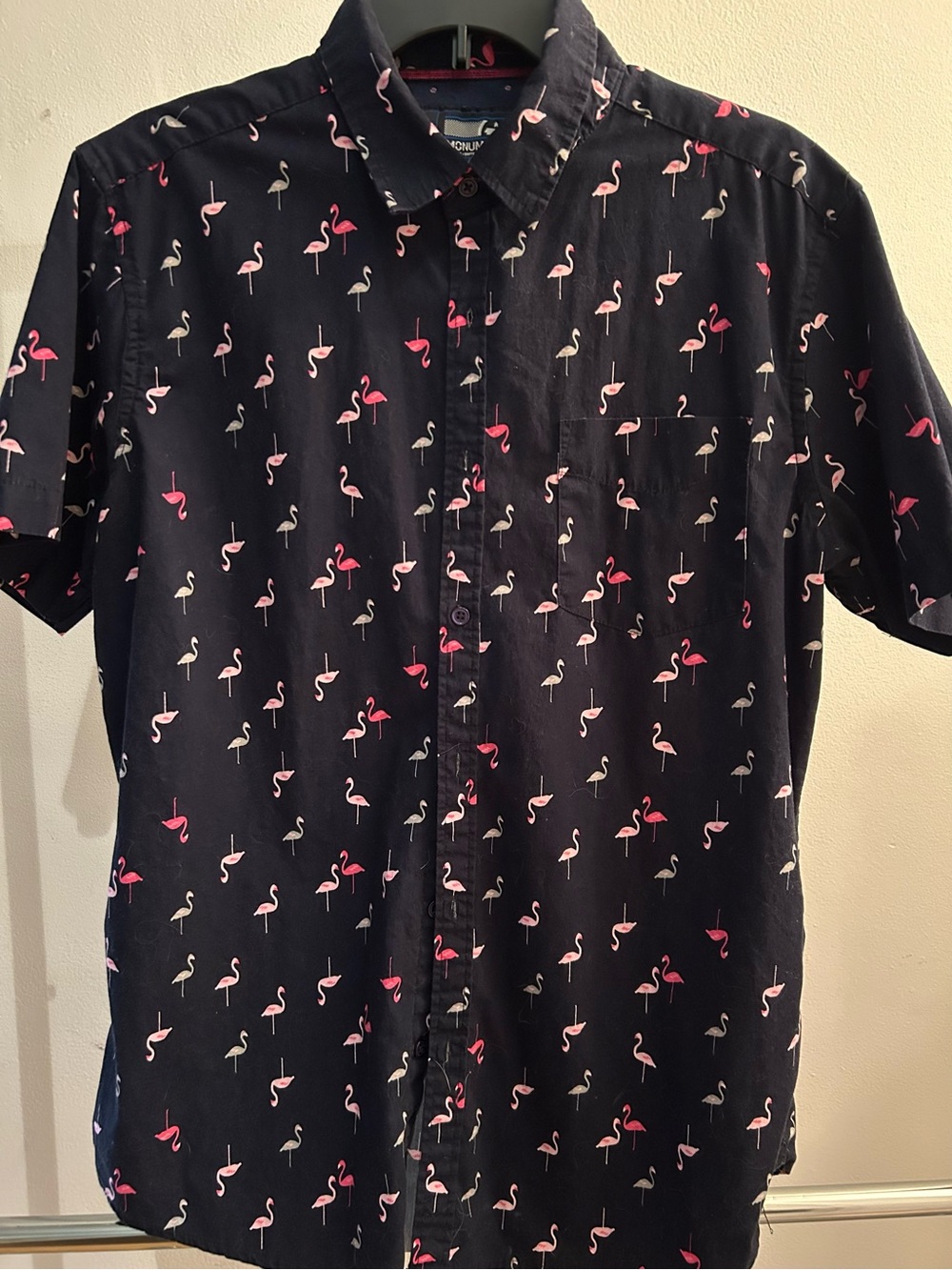 3 Men’s Button-Up Shirts Blue Floral/Flamingo/Sumo - Picture 3 of 4